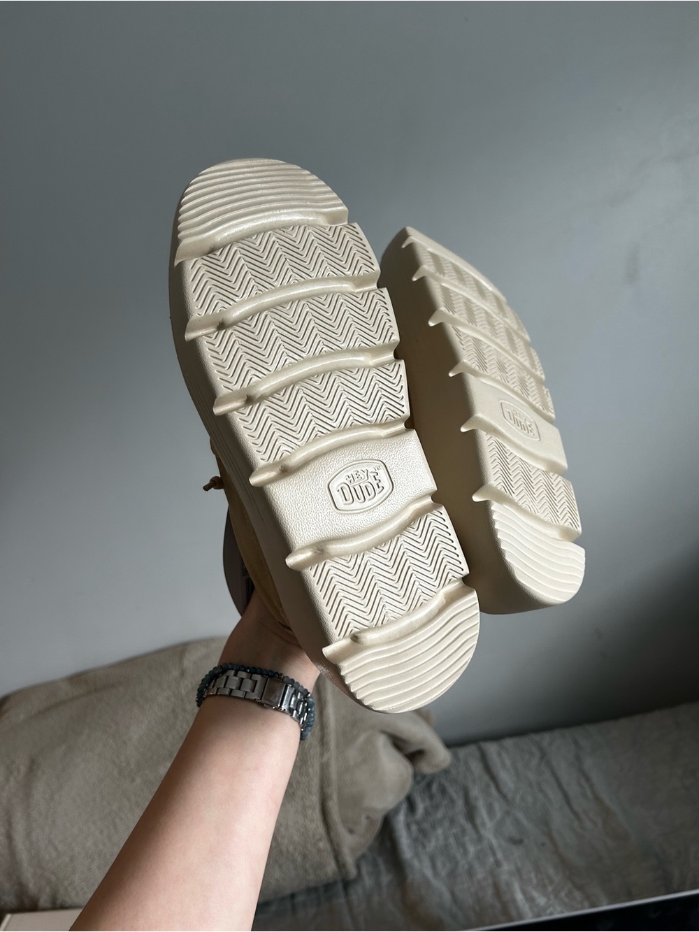 BRAND NEW Hey Dude platform Austin Edge Ox Nubuck Loafers in Tan SIZE 8 - Picture 7 of 15